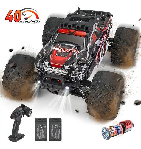 Brincamundo Carro Carrinho Controle Remoto 42km/h, Alta Velocidade, 4x4, Off-road Carro Brinquedo, Para Adultos, Com 2 Recarregável Baterias À Prova D'água, Escala 1/16, Vermelho