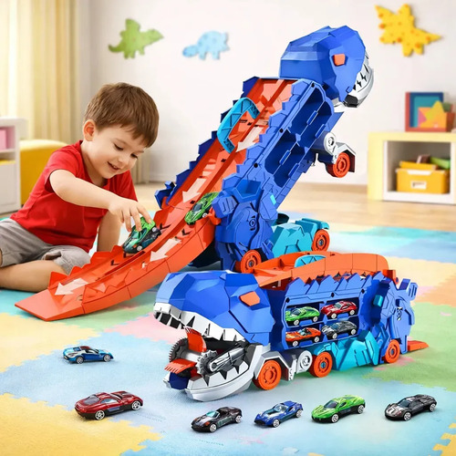 Brinquedo caminhao dinossauro cegonha devorador transporte p