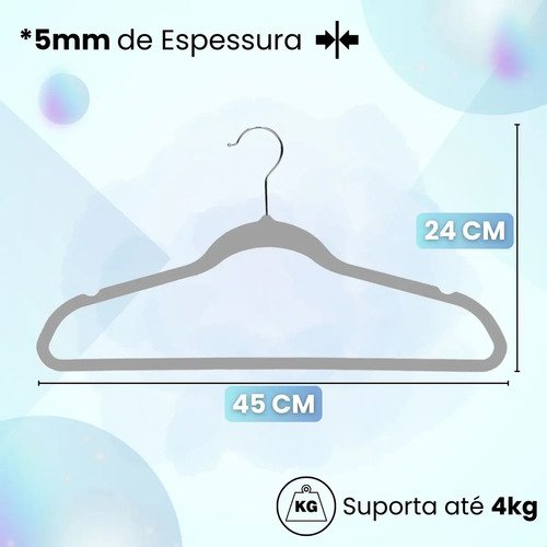 Cabides De Veludo Adulto Fino Antideslizante Roupas 30 Peças Cor Cinza