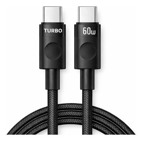 Cabo carregador usb c tipo c turbo 60w carga rapida nylon tr