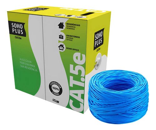 Cabo Cat5e De Rede 305m Azul Furukawa Soho Plus Cmx Cftv