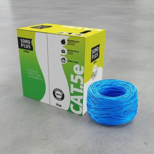 Cabo Cat5e De Rede 305m Azul Furukawa Soho Plus Cmx Cftv