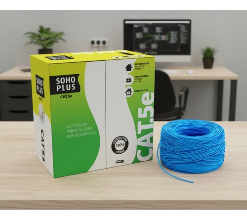 Cabo Cat5e De Rede 305m Azul Furukawa Soho Plus Cmx Cftv