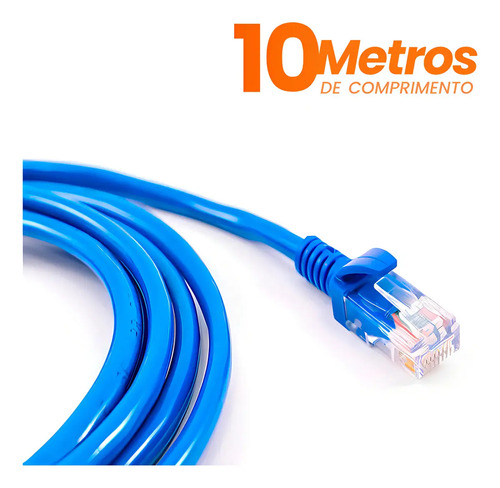 Cabo De Rede Cat6 10 Metros 10m Ethernet Lan Giga Rj45 Crimpado Boyu Cell