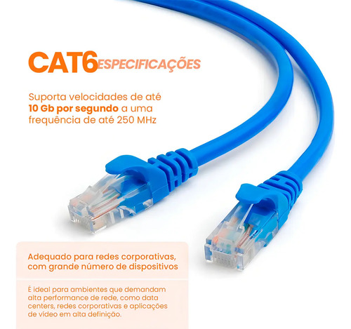 Cabo De Rede Cat6 10 Metros 10m Ethernet Lan Giga Rj45 Crimpado Boyu Cell