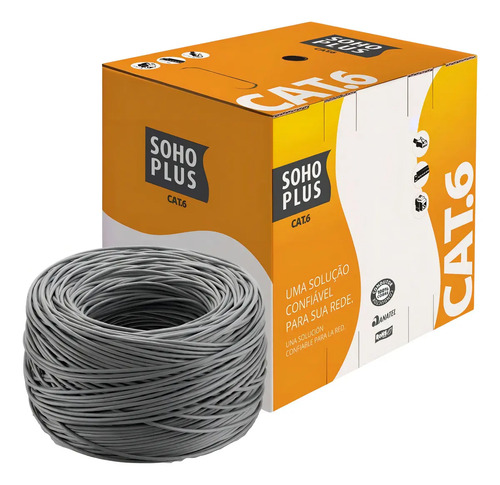 Cabo de rede furukawa soho plus cat6 cmx cx 305m cinza