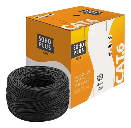 Cabo de rede internet furukawa sohoplus cat6 cftv 305m preto