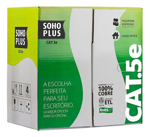 Cabo De Rede Sohoplus Furukawa 23200099 Cat.5e U/utp 24awg 4p Az 305m