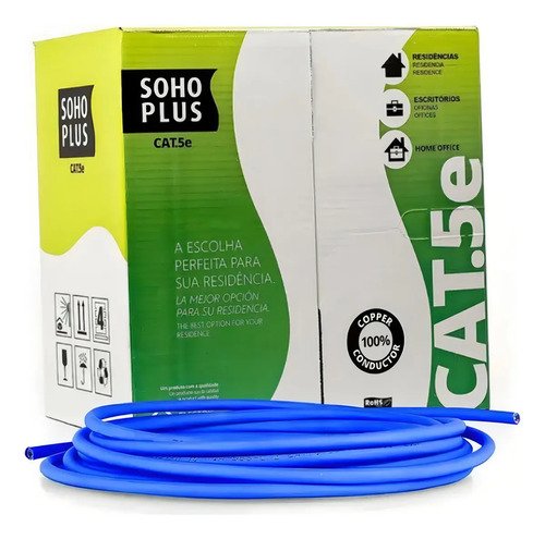Cabo De Rede Sohoplus Furukawa 23200099 Cat.5e U/utp 24awg 4p Az 305m