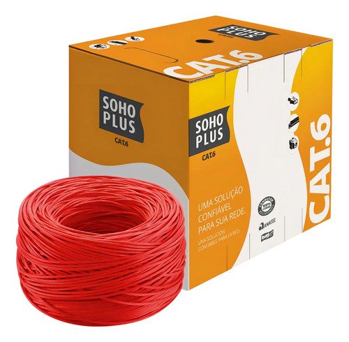 Cabo de rede utp cat6 cmx soho plus 24awg 4p azul 305m com c