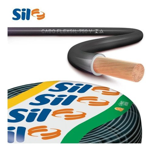 Cabo Fio Elétrico Flexível Sil 2,5mm Rolo 100 Metros Preto