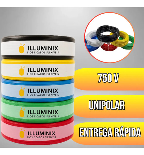 Cabo Flexível 2,5 Mm² Illuminix Rolo Com 100 Metros 750v Preto