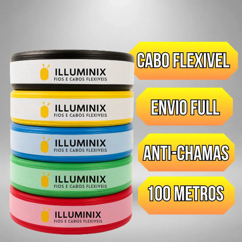 Cabo Flexível 2,5 Mm² Illuminix Rolo Com 100 Metros 750v Vermelho
