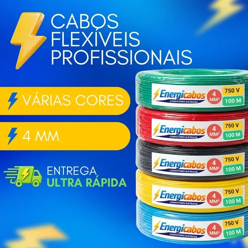 Cabo Flexível 4mm Rolo 100m Unipolar 750v