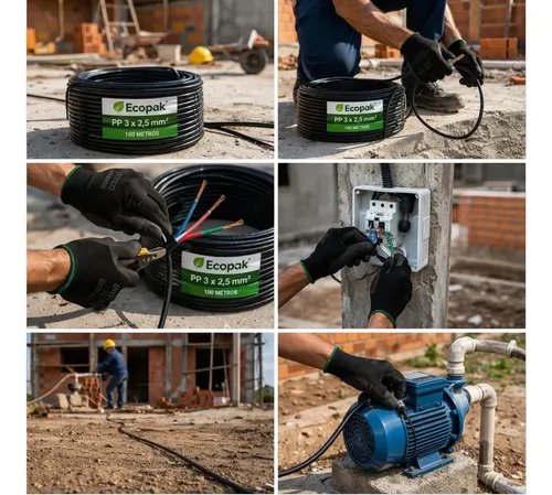 Cabo Pp Flexível 3 Vias 3x2,5mm 100m Preto Pvc 500v Estensao