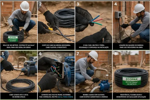 Cabo Pp Flexível 3 Vias 3x2,5mm 100m Preto Pvc 500v Estensao