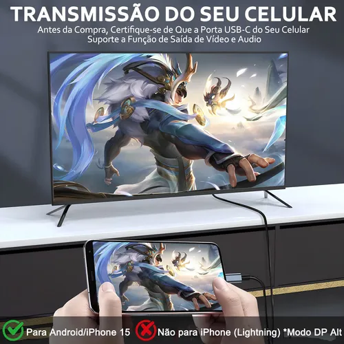 Cabo Usb Para Hdmi Adaptador 4k 60hz 2m Tipo-c Monitor Tv