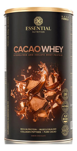 Cacao whey com cacau gourmet 840g essential nutrition