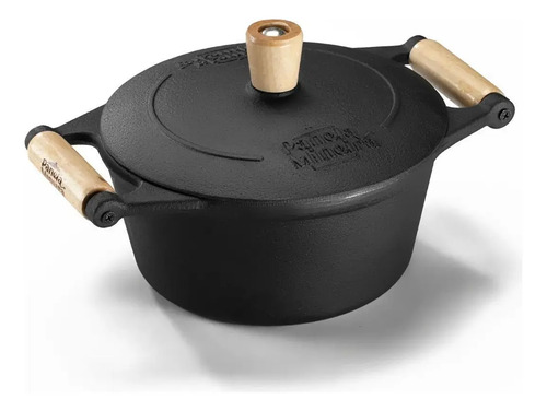 Caçarola Tradição Ferro 20x16 Cm 2,5 L Tampa Panela Mineira Preto