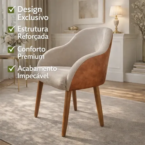 Cadeira 2 Vera Decorativa Estofada Moderna Sala Escritório