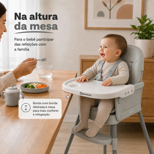 Cadeira De Alimentação Infantil Acolchoada 3 Em 1 Portátil Cor Cinza