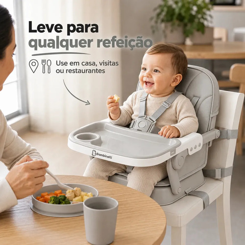 Cadeira De Alimentação Infantil Acolchoada 3 Em 1 Portátil Cor Cinza