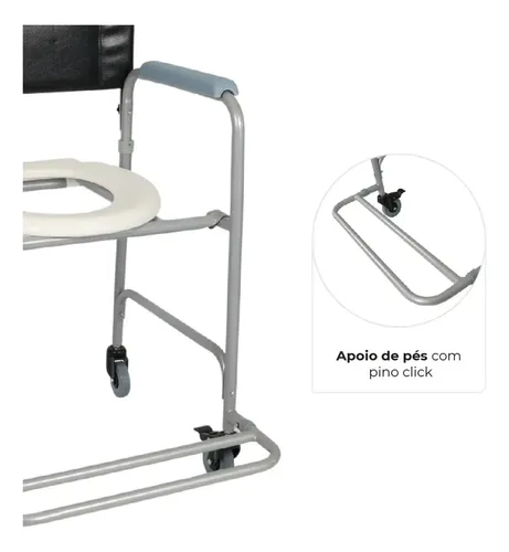 Cadeira De Banho Dobrável Higienica Com Rodas Dellamed D30