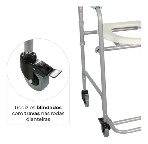 Cadeira De Banho Dobrável Higienica Com Rodas Dellamed D30
