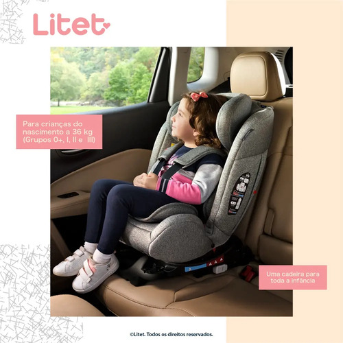 Cadeira De Carro All Stages 2.0 Isofix 0-36kgs Cinza Litet