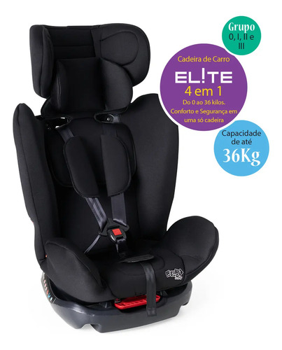 Cadeira de Carro Infantil 0 a 36Kg Elite 4 em 1 - Maxi Baby - Preto
