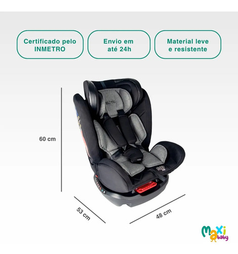 Cadeira de Carro Infantil 0 a 36Kg Elite 4 em 1 - Maxi Baby - Preto