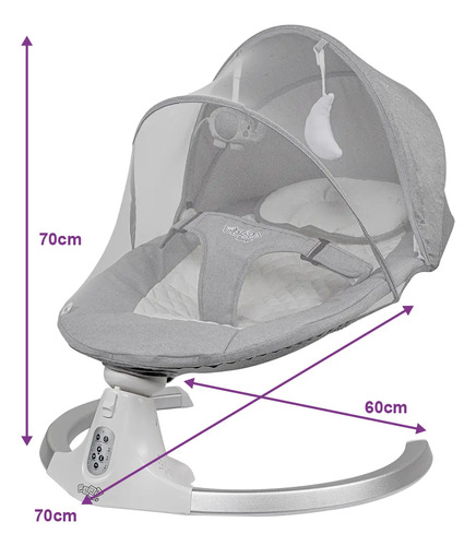 Cadeira de Descanso e Balanço Bebê Elétrica Fancy Maxi Baby