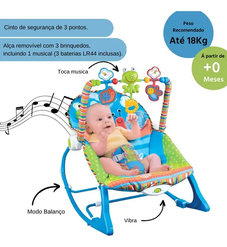 Cadeira De Descanso Vibratória Musical Maxi Baby Azul