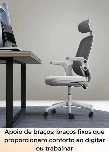 Cadeira De Escritório Astra Ergonômica Elements Cinza Branco