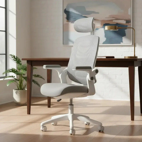 Cadeira De Escritório Astra Ergonômica Elements Cinza Branco