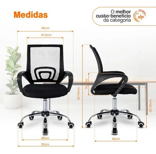 Cadeira De Escritorio Begonia Tela Mesh Ergonomica Giratoria