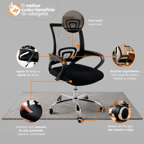 Cadeira De Escritorio Begonia Tela Mesh Ergonomica Giratoria