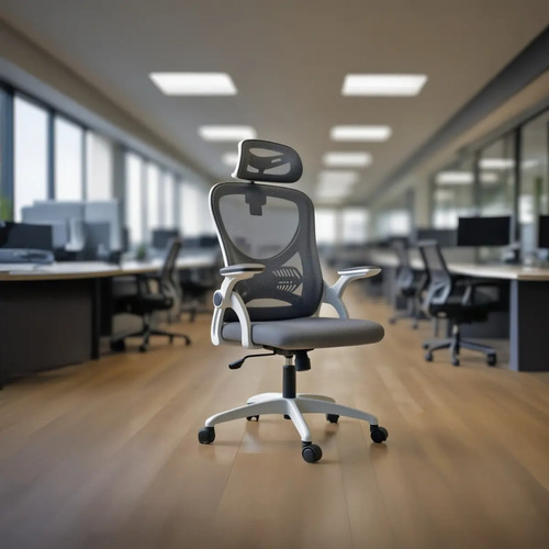 Cadeira De Escritório Columbus Presidente Ergonomica Cinza Mesh