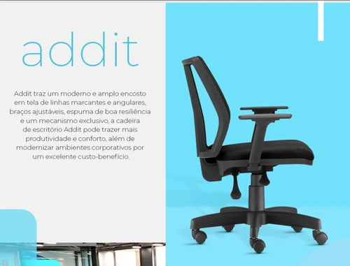 Cadeira de Escritório em Tela Frisokar Addit Diretor Ergonômica Cor Preto