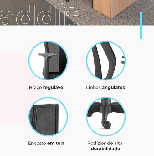 Cadeira de Escritório em Tela Frisokar Addit Diretor Ergonômica Cor Preto