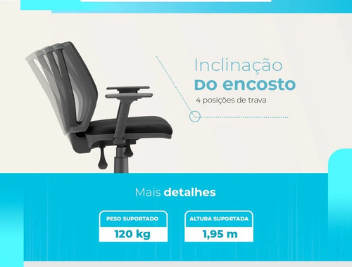 Cadeira de Escritório em Tela Frisokar Addit Diretor Ergonômica Cor Preto