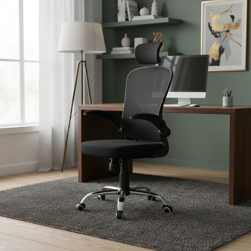 Cadeira de escritorio ergonomica giratoria b100 boston preta
