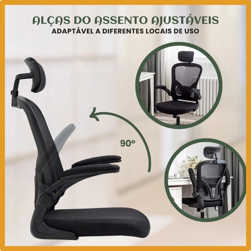 Cadeira De Escritório Ergonômica Giratória B100 Boston Preta Com Estofado Mesh Com Ajuste Lombar Luvinco