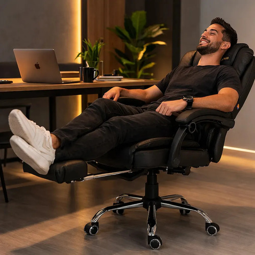 Cadeira de escritorio ergonomica giratoria com apoio de pes