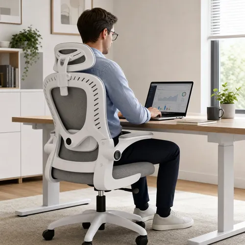 Cadeira De Escritório Ergonômica Giratória Tela Mesh Premium