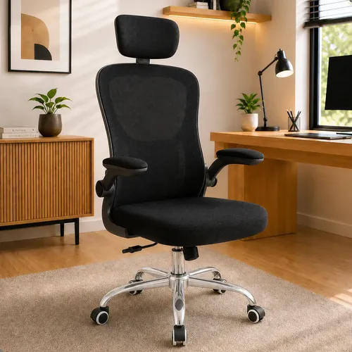 Cadeira De Escritório Ergonômica Giratória Tela Mesh Preta