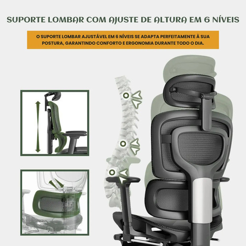 Cadeira De Escritório Ergonômica Mônaco Bt07 Luvinco Malha Respirável Com Suporte Lombar Adaptável Apoio Para Pés Retrátil Encosto Ajustável Seis Posições Cor Preta Suporta 200kg