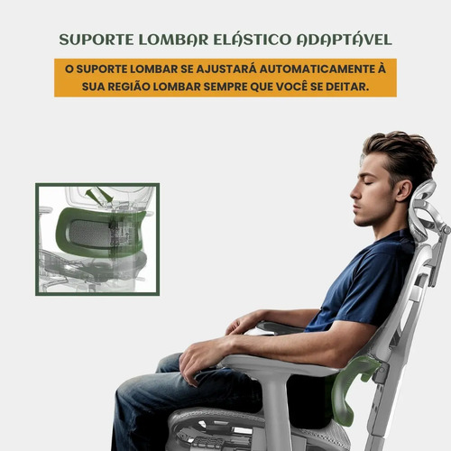 Cadeira De Escritório Ergonômica Mônaco Bt07 Luvinco Malha Respirável Com Suporte Lombar Adaptável Apoio Para Pés Retrátil Encosto Ajustável Seis Posições Cor Cinza Suporta 200kg