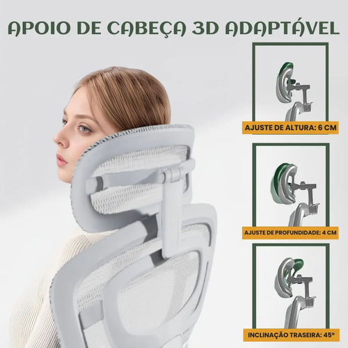 Cadeira De Escritório Ergonômica Mônaco Bt07 Luvinco Malha Respirável Com Suporte Lombar Adaptável Apoio Para Pés Retrátil Encosto Ajustável Seis Posições Cor Cinza Suporta 200kg