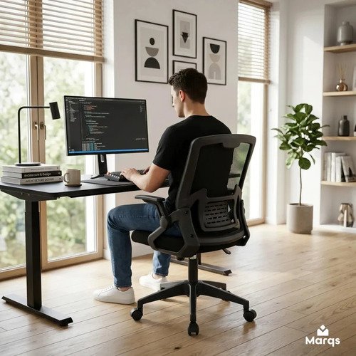 Cadeira De Escritorio Ergonomica Nr17 Ethernus Marqs Home Giratoria Resistente Reforçada 180kg Confortavel Reuniao Preto